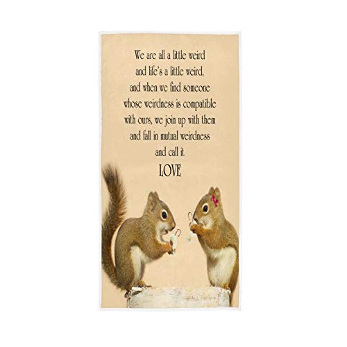 Love Quote Hand Towels Wedding Squirrels Valentines Kitchen Dish Towels Soft Quality Premium Washcloths Bathroom Decor for Guest Hotel Spa Gym Sport 30 x 15 inches