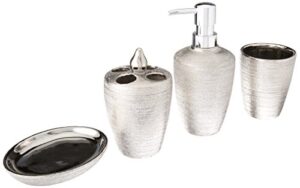 silver shimmer bath accessory set 3.25x3.25x7.12”