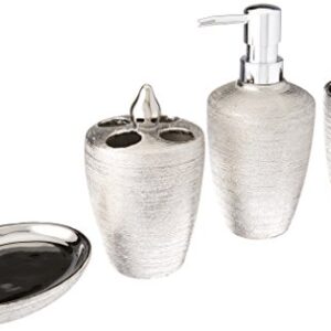 Silver Shimmer Bath Accessory Set 3.25x3.25x7.12”