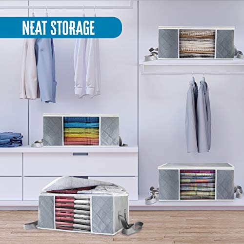 Clothes Storage Bag Large, clothing storage, blanket storage, clothes storage bags, Breathable and Moisture Proof, Clothes Storage Containers, Collapsible Storage Bins, Reinforced Handles - 4 Pack