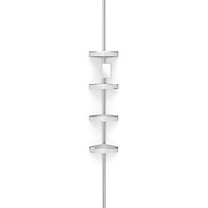 HiRISE 4 70034 Tension 9 Foot Aluminum Bathroom Shower Caddy with Adjustable Mirror and Razor Hooks for Storing Your Washroom Accessories, Mist Grey