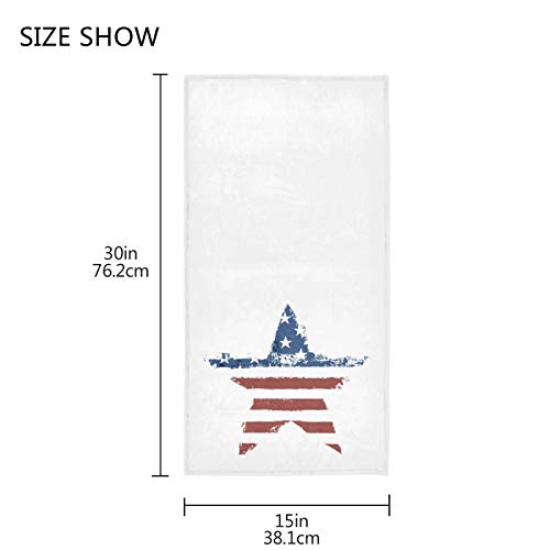 Pfrewn Patriotic Star Hand Towels 16x30 in Retro Vintage American USA Flag Bath Towel Kitchen Dish Guest Towel Stars and Stripes Bathroom Towel Memorial Day 4th of July Decorations