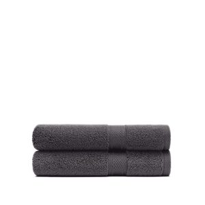 standard textile plush towels (lynova), smoked pearl, hand towel - set of 2