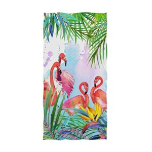 naanle chic tropical exotic flamingo soft highly absorbent large decorative hand towels multipurpose for bathroom, hotel, gym and spa (16 x 30 inches)