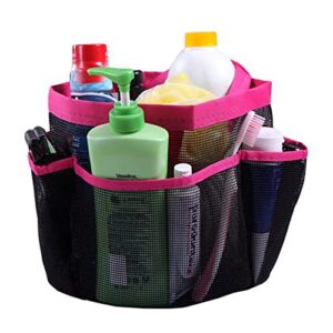 convinced8 mesh shower caddy basket, mesh totes-shower caddy portable bath & toiletry organizer-bag with 8 outer pockets for college dorm, travel, camping (hot pink, one size)