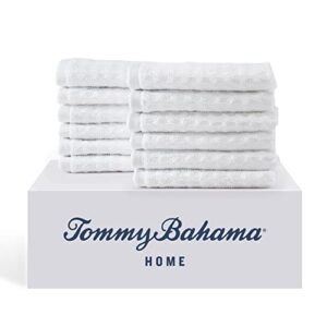 tommy bahama- washcloth set, highly absorbent cotton bathroom decor, low linting & fade resistant (northern pacific white, 12 piece)