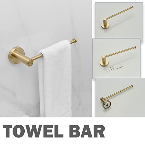 Bathroom Towel Bar Holder Sets, 5-Piece Brushed Gold Bathroom Hardware Set, Stainless Steel Bath Accessories Kit Wall Mounted