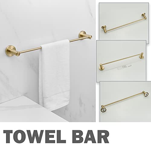 Bathroom Towel Bar Holder Sets, 5-Piece Brushed Gold Bathroom Hardware Set, Stainless Steel Bath Accessories Kit Wall Mounted