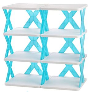 Nicunom Free Standing Shoe Rack Organizer Narrow, 7 Tier Plastic Shoe Storage Organizer, Stackable Shoe Cube Racks, Free Standing Shoe Shelf Organizer for Entryway, Hallway, Closet, Bedroom