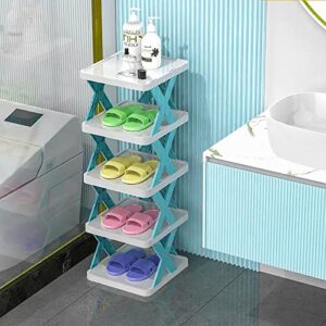 Nicunom Free Standing Shoe Rack Organizer Narrow, 7 Tier Plastic Shoe Storage Organizer, Stackable Shoe Cube Racks, Free Standing Shoe Shelf Organizer for Entryway, Hallway, Closet, Bedroom