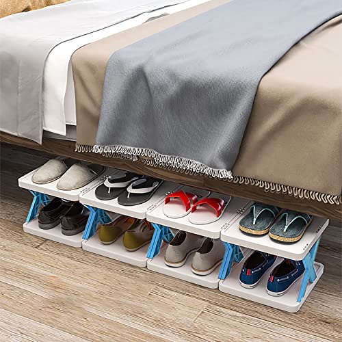 Nicunom Free Standing Shoe Rack Organizer Narrow, 7 Tier Plastic Shoe Storage Organizer, Stackable Shoe Cube Racks, Free Standing Shoe Shelf Organizer for Entryway, Hallway, Closet, Bedroom