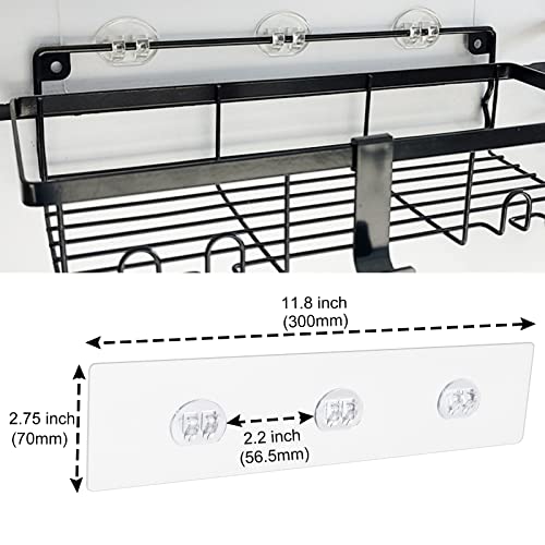 AccEncyc Shower Caddy Adhesive Hooks Replacement, Shelf Basket Soap Suction Hooks, Strong Sticker Hooks for Bathroom Shower Caddy Corner Storage Hanging Hooks (2pcs 3-Hooks)