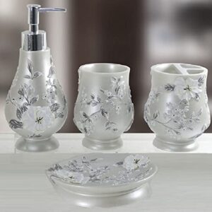 daniel's bath & beyond 4pc set melrose gray lotion pump,tumbler,soap dish,toothbrush