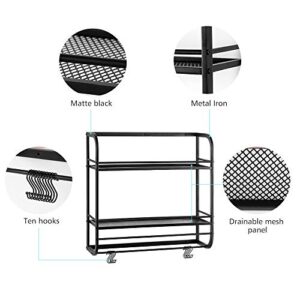 2 Tier Industrial Bathroom Shelves Wall Mounted, Large Towel Racks Storage Shelf, 24 " Metal Rustic Wall Shelves Over Toilet with Towel Bar and 10 Hooks Rack, Utility Storage Shelf Rack,Retro Black