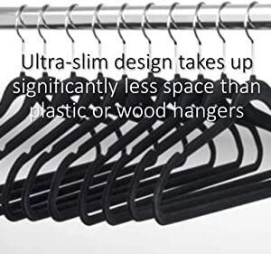 Method Mod Premium Velvet Hangers | Ultra Slim, Non-Slip, Durable Clothes Hanger, Coat Hanger, and Pants Hangers with 360 Degree Swivel Hook | Black Hangers 50 Pack