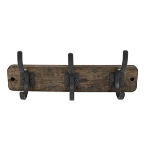 Spectrum Diversified Richmond Wall Mount 3 Hook Wood Rack for Storage and Organization of Entryway Bedroom and More, Coffee/Industrial Gray, Medium