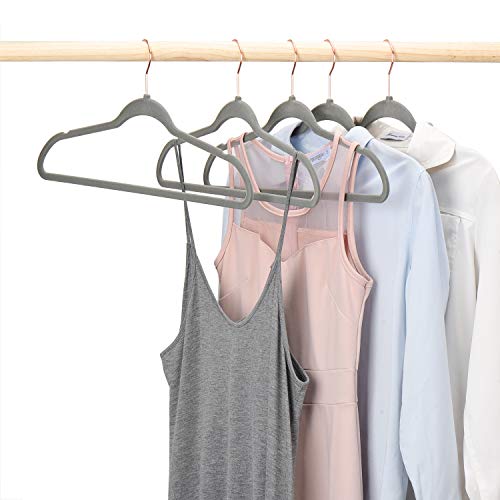 Pretigo Premium Velvet Non Slip Hangers 50 Pack Black Velvet Hangers Non-Slip Velvet Suit Hangers Durable Space Saving Clothes Hangers Gray