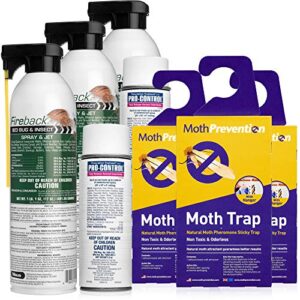 mothprevention clothes moth killer kit - large infestation - including clothes moths traps 6 months protection for closet clothing! - includes 3x powerful clothes moth trap, foggers & sprays