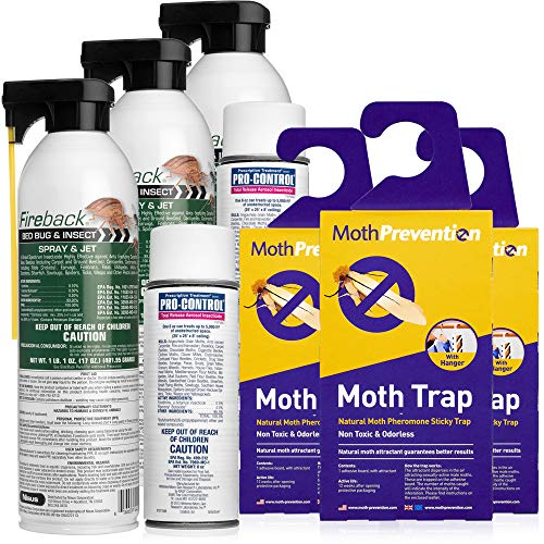 MothPrevention Clothes Moth Killer KIT - Large INFESTATION - Including Clothes Moths Traps 6 Months Protection for Closet Clothing! - Includes 3X Powerful Clothes Moth Trap, Foggers & Sprays