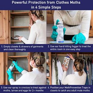 MothPrevention Clothes Moth Killer KIT - Large INFESTATION - Including Clothes Moths Traps 6 Months Protection for Closet Clothing! - Includes 3X Powerful Clothes Moth Trap, Foggers & Sprays