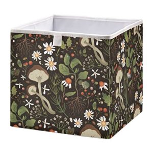 kigai mushroom daisy cube storage bin, 11x11x11 in collapsible fabric storage cubes organizer portable storage baskets for shelves, closets, laundry, nursery, home decor