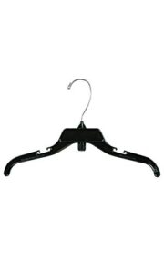 break-resistant 12 inch black plastic children's dress hangers- case of 100