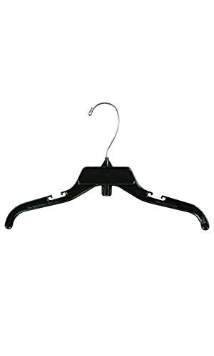 Break-Resistant 12 inch Black Plastic Children's Dress Hangers- Case of 100