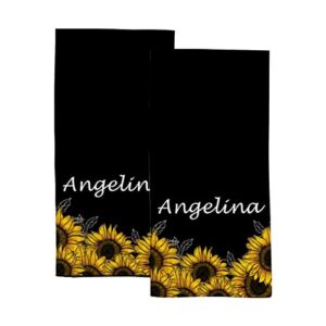 vantaso custom hand towels 2 pieces sunflower vintage floral for bathroom towels kitchen personalized absorbent bath towel dish fingertip towel for guest gym spa bar 30 x 15 inch
