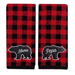 St Nick Holiday Buffalo Plaid Hand Towels Farmhouse Bear Mama Papa Rustic