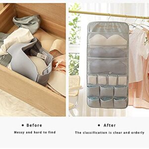 Hanging Closet Shelves Organizer and Storage for Wall with Mesh Pockets & Rotating Metal Hange, Space Saving Dual-Sided for Underwear Panties Bra Socks (Pink, Expand 26 Pocket,1Pc)