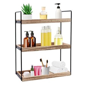 3 Tier Bathroom Organizer Countertop, Wood Vanity Organizers and Storage, Bathroom Trays for Counter, Standing Rack Cosmetic Holder