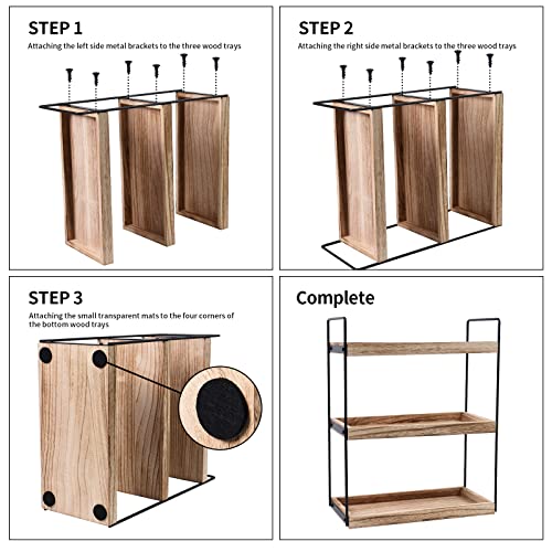 3 Tier Bathroom Organizer Countertop, Wood Vanity Organizers and Storage, Bathroom Trays for Counter, Standing Rack Cosmetic Holder