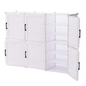 DYRABREST 6 Tier Portable Shoe Rack Organizer,24/36 Pairs Entryway Shoe Organizer Storage Cabinet with Shuttered Door, Plastic Stackable Space Saving Free Standing Shelf for Entryway (White, 6 Doors)