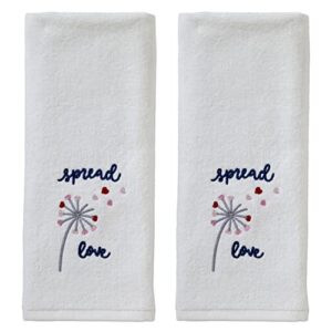 skl home by saturday knight ltd. valentine's day spread love hand towel set, white 2 pack
