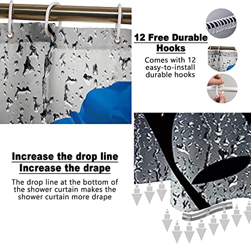 Poedist 4 Pcs Bathroom Shower Curtain Set,Blue Rose Shower Curtain Valentine's Day Shower Curtain Sets with Rugs(Bath Mat,U Shape and Toilet Lid Cover Mat) and 12 Hooks