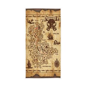 suabo pirate map hand towel dish towels cotton face towel 30x15 inch gym yoga towels for bath decor