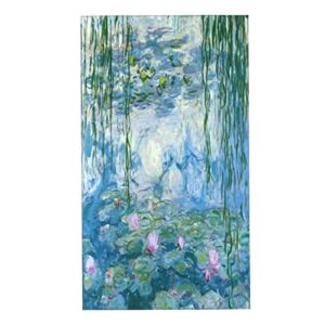 snrfory fingertip towel, monet water lilies large hand towel for bathroom kitchen spa (15.7x27.5 inch)