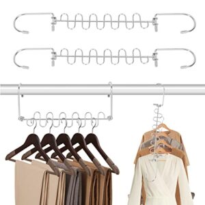 www metal space saving hangers,2 pack closet organizers and storage space saving multifunctional 360°rotation stainless steel clothes hanger for wardrobe heavy clothes, shirts, pants, dresses