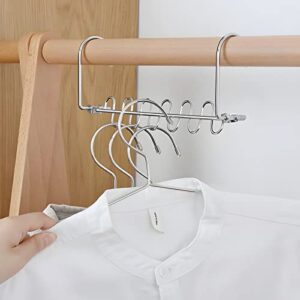 WWW Metal Space Saving Hangers,2 Pack Closet Organizers and Storage Space Saving Multifunctional 360°Rotation Stainless Steel Clothes Hanger for Wardrobe Heavy Clothes, Shirts, Pants, Dresses