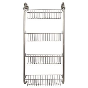 bodico shower organizer four-tier over-the-door metal bathroom storage basket & organizer, 16 x 36 inches, silver, 5.5