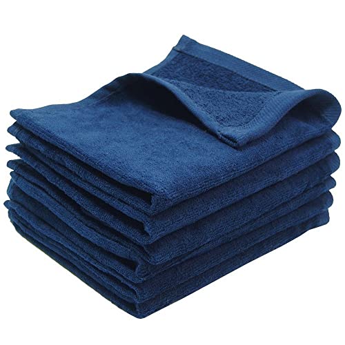 12-Pack Fingertip Towels 11X18 100% Cotton Rally Towels Colors (Navy Blue)