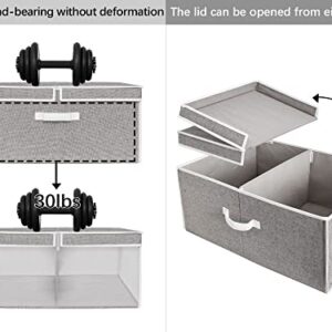 StorageWorks Closet Storage Bins with Clear Window 3 pack, 55L Closet Storage Organizer, Storage Bin with Double-Open Lid