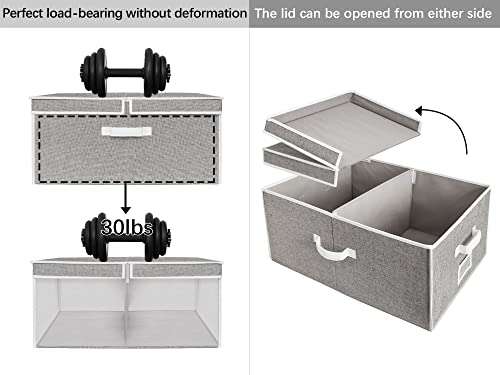 StorageWorks Closet Storage Bins with Clear Window 3 pack, 55L Closet Storage Organizer, Storage Bin with Double-Open Lid