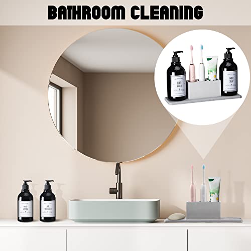 Bathroom Accessory Set Including Bathroom Toothbrush Holder Soap Dish Bathroom Hand Soap Shampoo Dispenser Waterproof Label Stickers for Bathroom and Kitchen