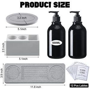 Bathroom Accessory Set Including Bathroom Toothbrush Holder Soap Dish Bathroom Hand Soap Shampoo Dispenser Waterproof Label Stickers for Bathroom and Kitchen