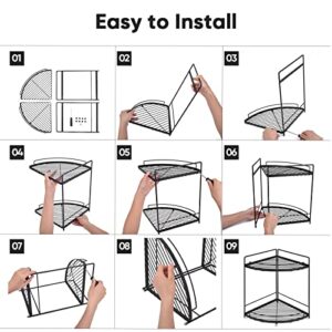 mahueeol Corner Bathroom Organizer for Countertop,2-Tier Cosmetic Holder Vanity Rack,Detachable Standing Rack Kitchen Cabinet Spice Rack Metal Bathroom Shelf for Shower Caddy Wire Shelf