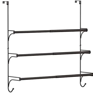 Skycarper Adjustable Over The Door Triple Towel Rack with Double Hooks,Bronze