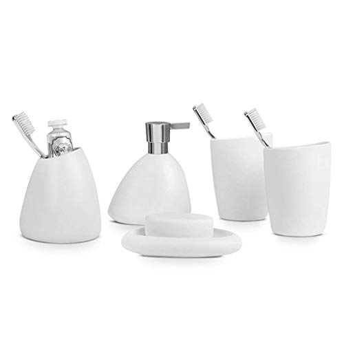 Quality Bathroom Accessories Set Bathroom Accessories Set Creative Simple Ceramic Five-Piece Set Soap Dispenser Toothbrush Holder Set Home Hotel (Color : B) (C) (C b)