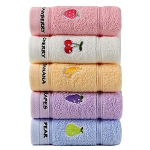 soreca 100percentage cotton kids facial towels, hand towels and fingertip towels for bathroom towels set embroidered cute animal pattern children washcloths 10inch x 20inch
