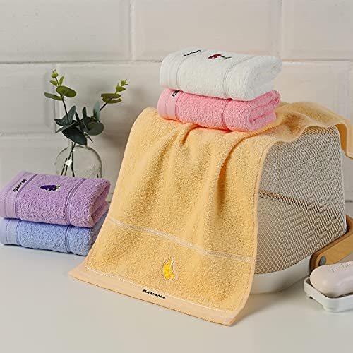 Soreca 100percentage Cotton Kids Facial Towels, Hand Towels and Fingertip Towels for Bathroom Towels Set Embroidered Cute Animal Pattern Children Washcloths 10inch x 20inch